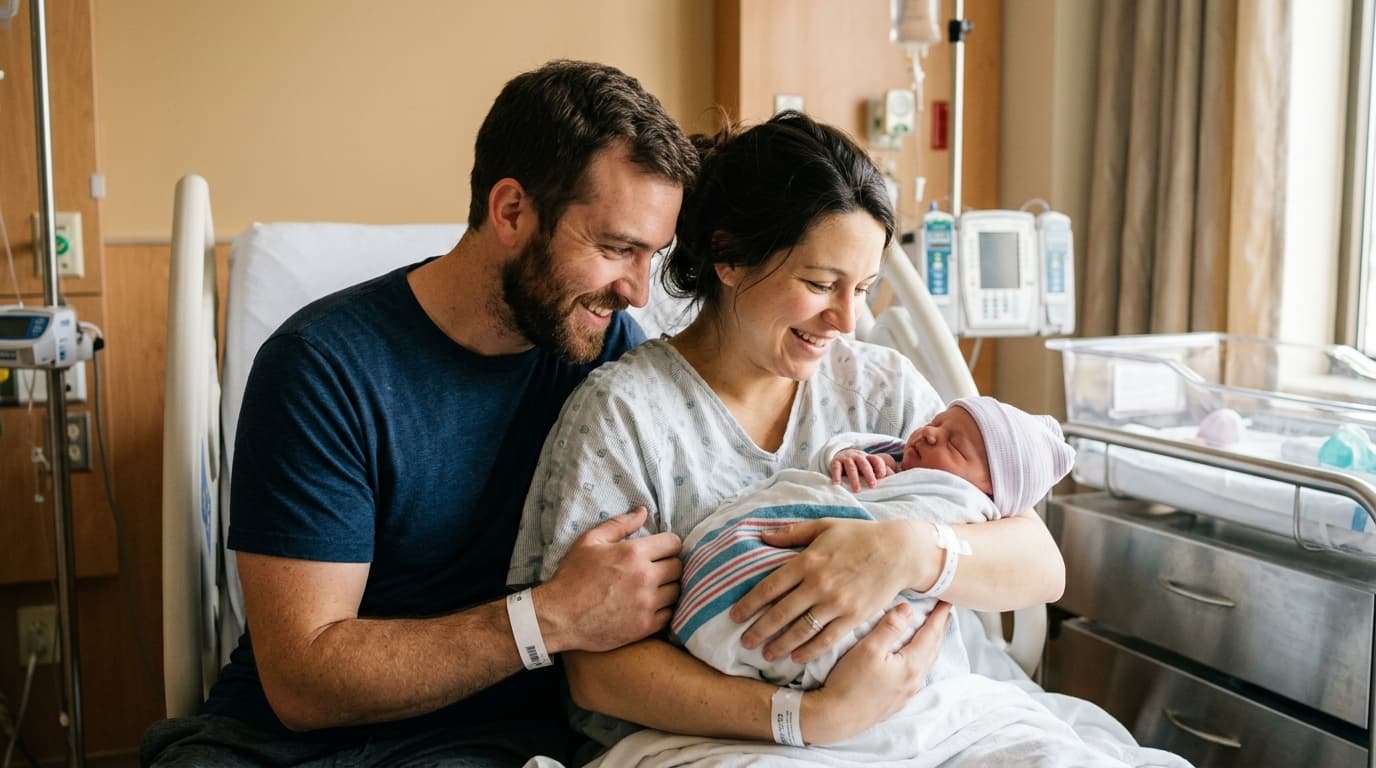 Happy family with baby